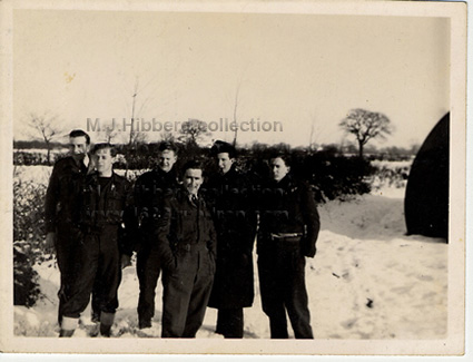 Crew at 1652 HCU, Marston Moor, Christmas 1944 (F.Brookes, J.M.Tait, N.V.Evans, R.R.Taylor, M.Frank, M.J.Hibberd), all later in 462 Squadron.